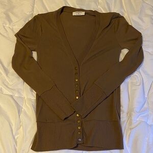 Zenana Outfitters Brown Cardigan with Gold Buttons
